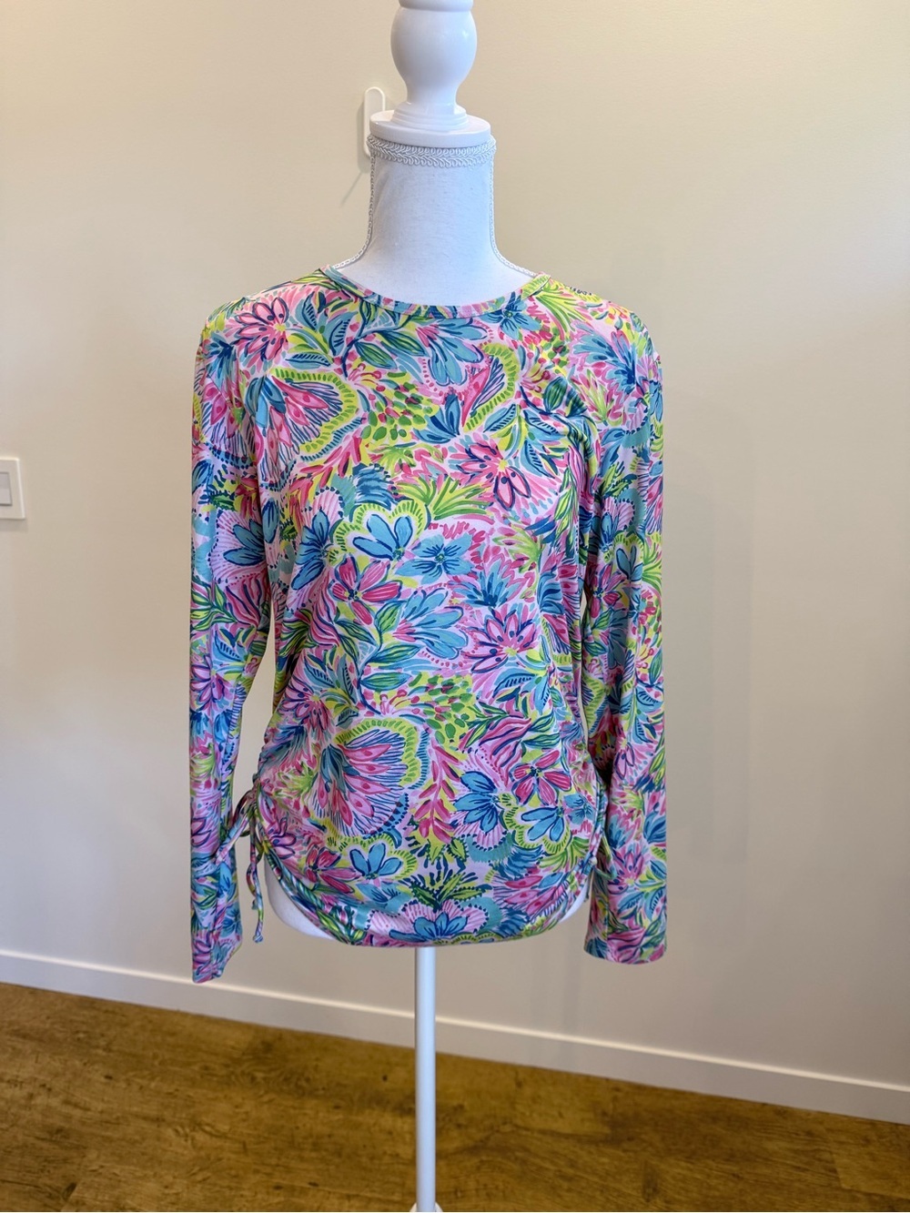Stella Parker Swim Shirt Rash Guard Floral Print Swimming Beach Size  Medium